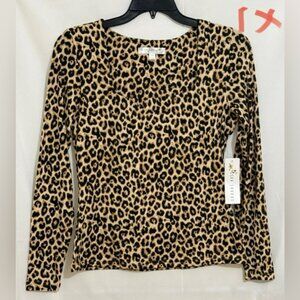 Charter Club Leopard Print Long Sleeve Top